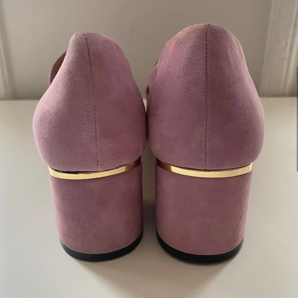 Cole Haan Collection Chain Pink Suede Heel Loafers sz 9 - Picture 9 of 15
